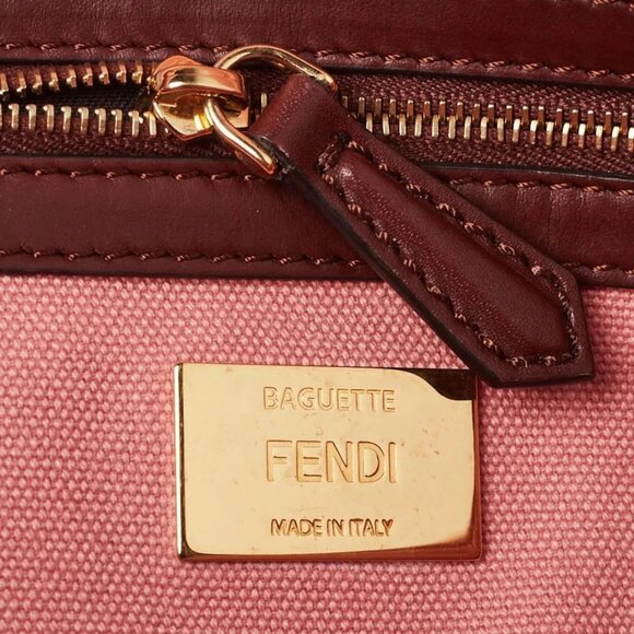 Fendi Pink FF Cotton Canvas Medium Baguette Bag - 8BR600 - Picture 8 of 11